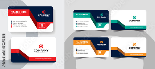Minimal Navy Blue and Red Business Card Template . Modern and minimalist business card template for professional branding.