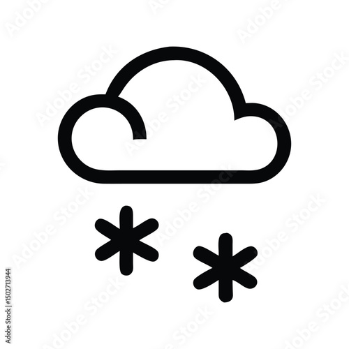 Snow weather icon vector. Winter symbol, blizzard or snowfall illustration for forecasts, apps, and climate designs