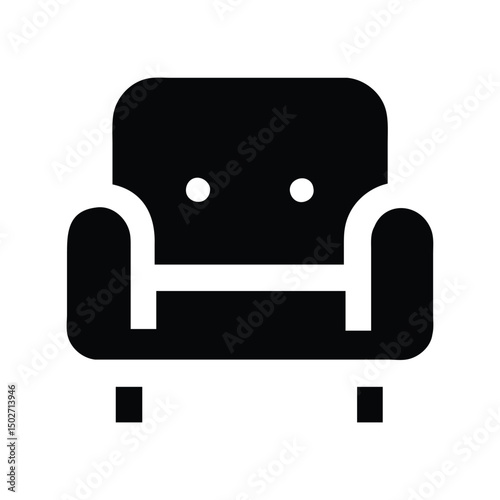 Sofa icon vector. Furniture symbol, couch illustration for interior design, home decor, or real estate apps

