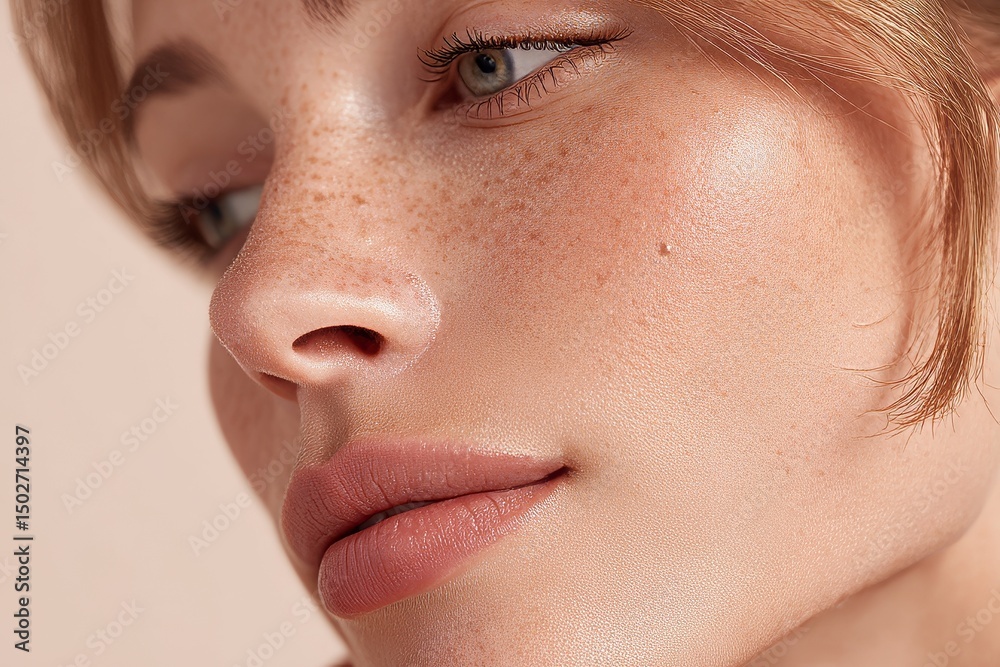 Obraz premium Closeup of a young woman struggling with acne and problematic skin