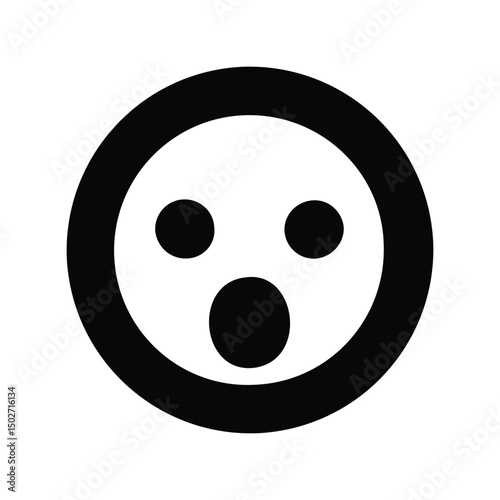Shocked emoji icon vector. Surprised face symbol, dramatic reaction for social media, chat apps, or meme designs