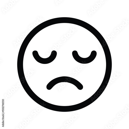Sad emoji icon vector. Crying face symbol, unhappy emotion for chat apps, social media, or mental health designs