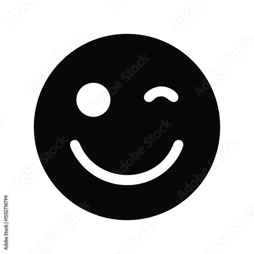 Wink emoji icon vector. Playful face symbol for flirty chats, social media reactions, or casual UI designs

