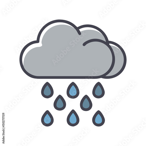 Rainy weather icon vector. Cloud with rain symbol for forecasts, apps, or climate-related designs

