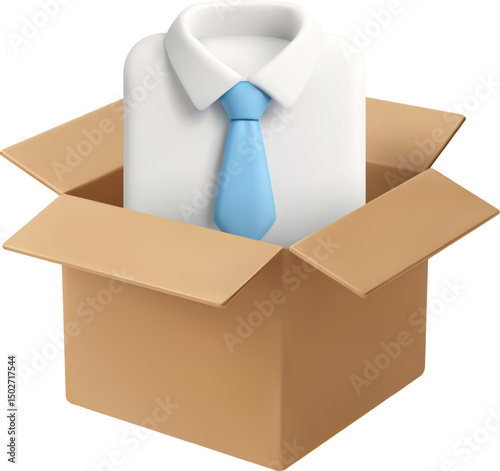 3D Vector Formal Shirt in Box Icon for Fashion and Logistics