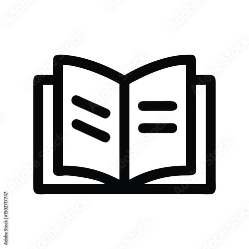 Open book icon vector. Education symbol, literature illustration for learning apps, libraries, or publishing designs

