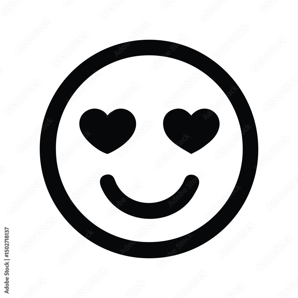 Love emoji icon vector. Heart eyes face symbol for romantic chats, Valentine's designs, or social media reactions
Love emoji icon vector. Heart eyes face symbol for romantic chats, Valentine's designs, or social media reactions