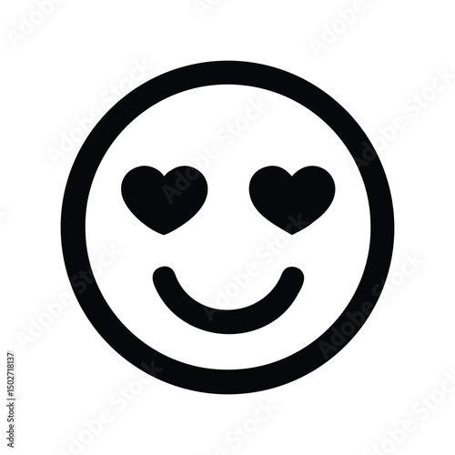 Love emoji icon vector. Heart eyes face symbol for romantic chats, Valentine's designs, or social media reactions

