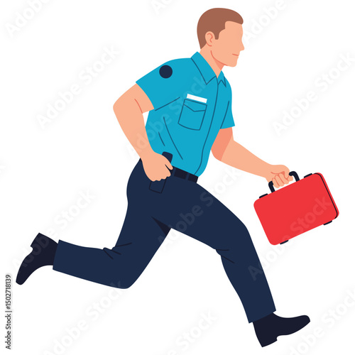 Nurse Running to Save Life with Medical Equipment in Emergency Situation Vector Concept