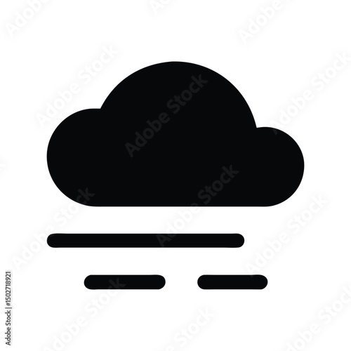 Fog weather icon vector. Misty cloud symbol for forecasts, travel apps, or atmospheric hazard designs

