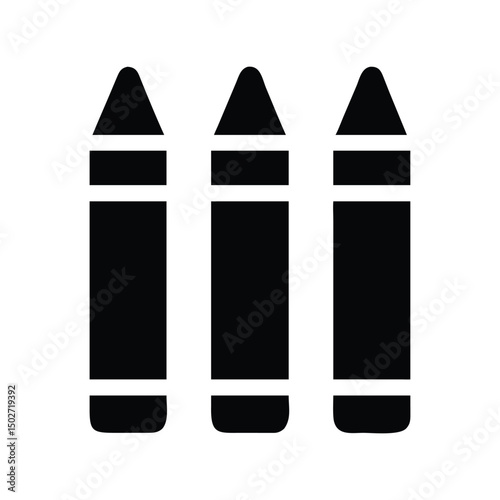 Crayons icon vector. Colorful drawing tools for kids' designs, school apps, or creative art supplies branding

