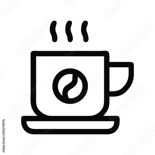Coffee cup icon vector. Hot drink symbol for café branding, morning routine apps, or cozy lifestyle designs

