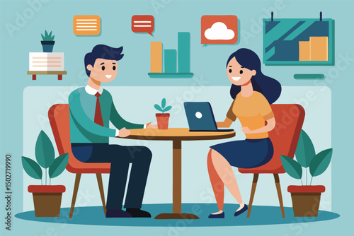 Professional Dialogue Between Man and Woman Artwork