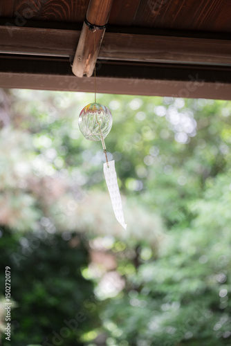 Wind chimes under the eaves of the eaves of the roof Summer without people, background material, etc.
