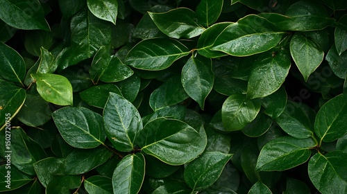 Wallpaper Mural Photograph of dense green leaves with subtle moisture and delicate venation, creating a textured pattern. Torontodigital.ca
