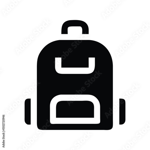 Backpack icon vector. Travel bag symbol for school apps, outdoor gear branding, or adventure designs

