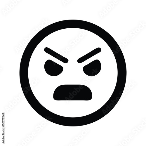 Angry emoji icon vector. Mad face symbol for chat reactions, complaint interfaces, or conflict-themed designs