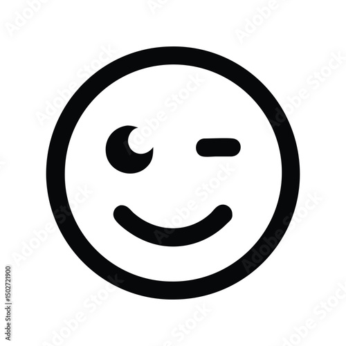 Wink emoji icon vector. Playful face symbol for flirty chats, social media reactions, or casual UI designs

