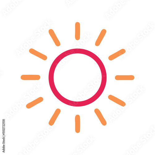 Sunny weather icon vector. Bright sun symbol for forecasts, summer designs, or positive mood graphics

