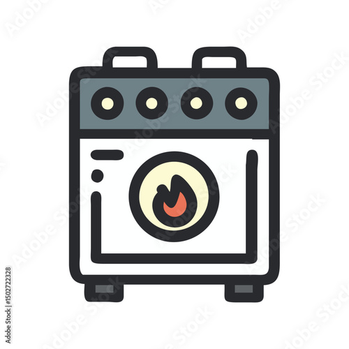 Stove icon vector. Kitchen appliance symbol for cooking apps, recipe designs, or home appliance interfaces