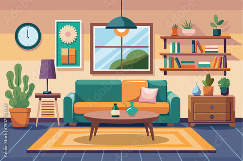living room interior vector illustration