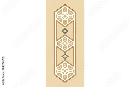 Contemporary minimalist design featuring a detailed geometric pattern with beige and brown tones, ideal for interior design, digital artwork, or modern branding