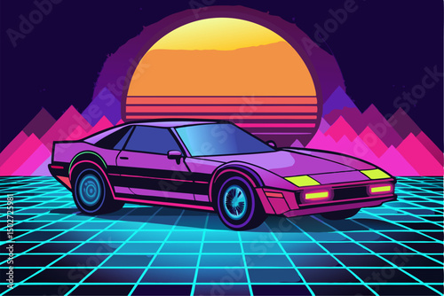 Modern digital abstract background featuring a dynamic gradient of vibrant neon colors including blue, red, pink, and orange. Vertical light stripes create a sense of depth and motion, making it perfe