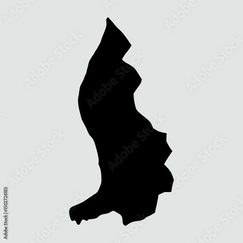 liechtenstein black silhouette map isolated on grey background	