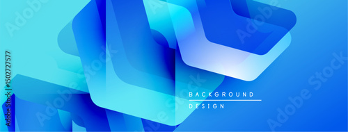 Abstract blue layers create dynamic composition. Gradient shades offer modern visual appeal, suitable for backgrounds.