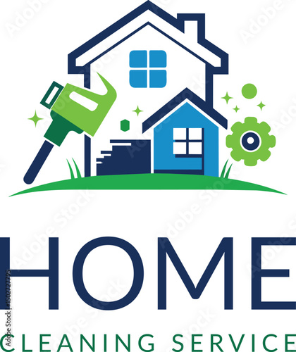 Home cleaning logo vector illustration