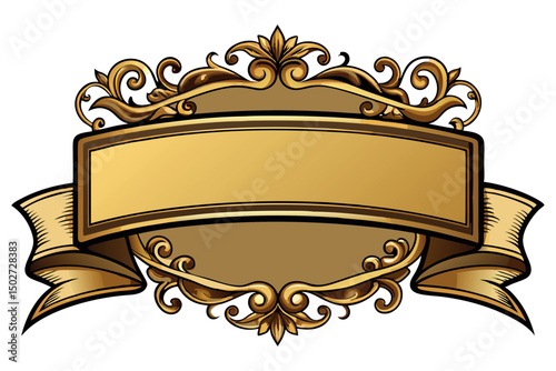 Decorative luxury banner with intricate golden flourishes, vintage design ideal for certificates, awards, or premium promotions