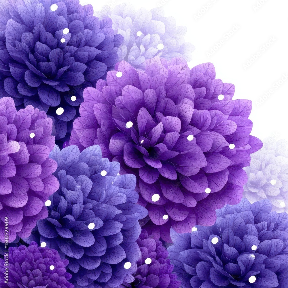 Obraz premium Purple and Violet Chrysanthemum Flower Cluster with White Sparkles