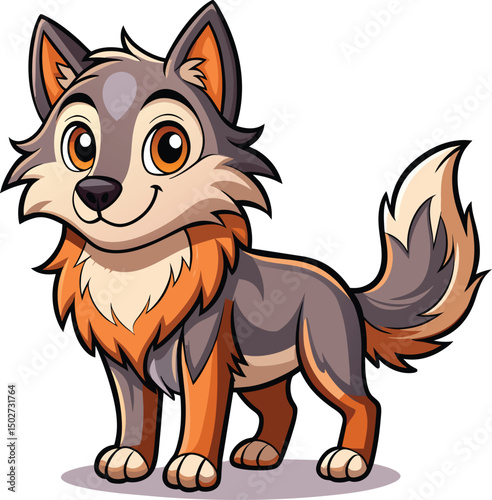 innocent baby fox standing cartoon vector illustration