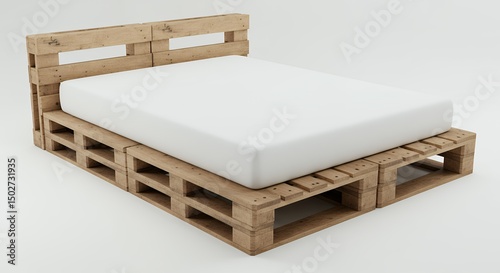 Recycled pallet bed frame photo