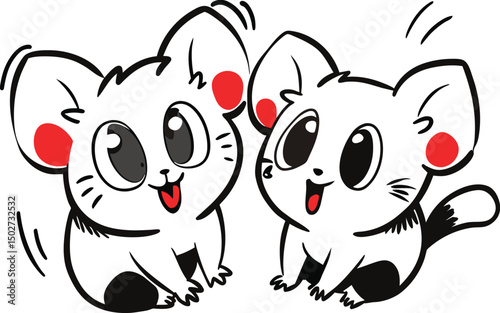 funny cartoon cats playing vector illustration
