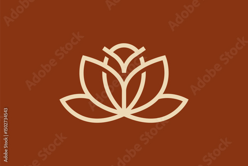 Minimalist Lotus With Owl Logo vector image