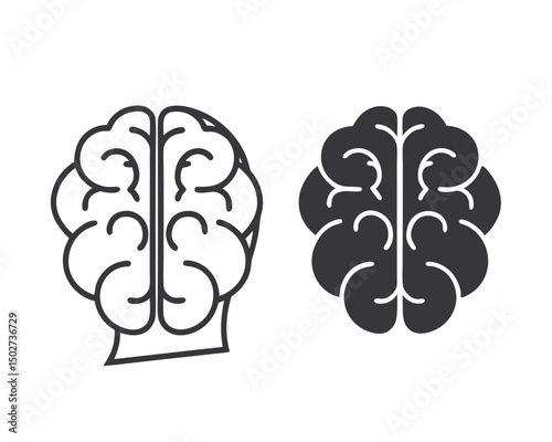 Human brain vector icon illustration, brain symbol in line style isolated on white background,