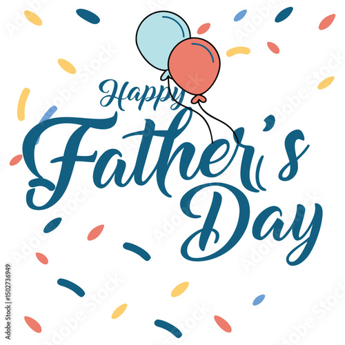 Colorful confetti-themed Happy Father's Day calligraphy design for festive occasions