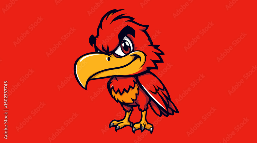 Obraz premium Bold Red Cartoon Birds – Expressive Mascot Illustrations