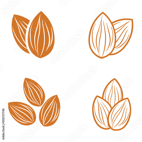 Almond icon. Nut vector illustration isolated on white background.