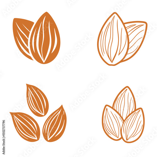 Almond icon. Nut vector illustration isolated on white background.