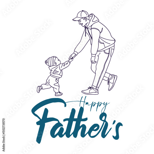 Father playing with kids illustration for joyful and energetic Father's Day message