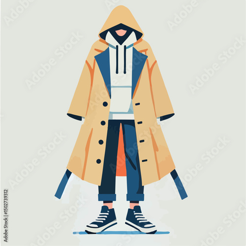 vector image of a person wearing a raincoat