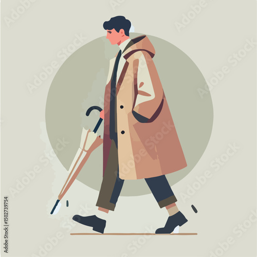 vector image of a person wearing a raincoat