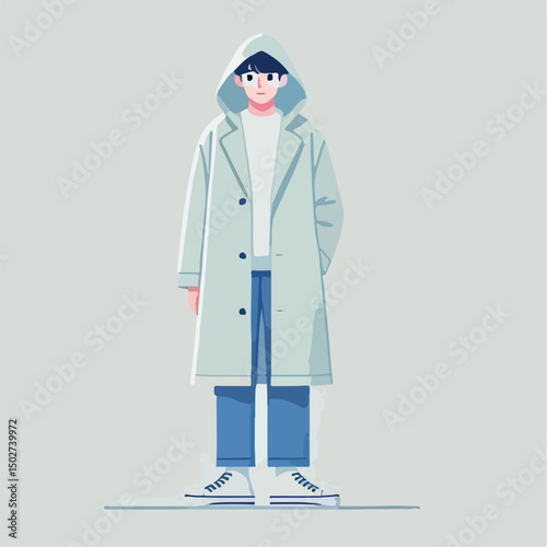 vector image of a person wearing a raincoat