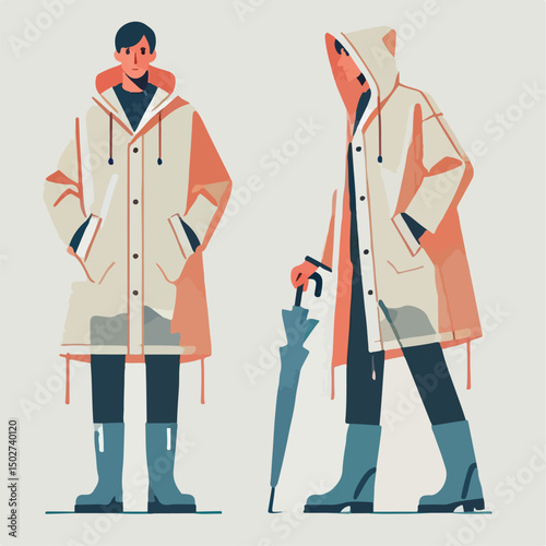 vector image of a person wearing a raincoat