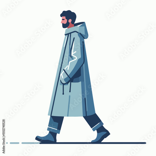 vector image of a person wearing a raincoat