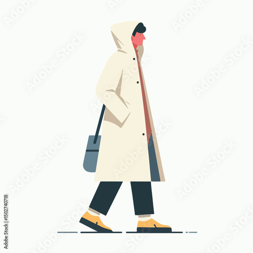 vector image of a person wearing a raincoat