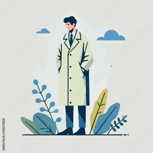 vector image of a person wearing a raincoat