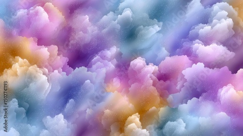 Colorful Cloudscape with Soft Nebula and Sparkling Particles in Dreamy Sky Scene